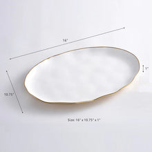 Cargar imagen en el visor de la galería, Moonlight - Bandeja Oval Blanco &amp; Dorado