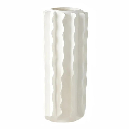 Frilled - Florero Grande con Volantes Blanco Mate