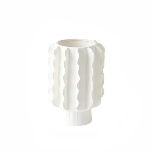 Frilled - Florero Mediano con Volantes Blanco Mate