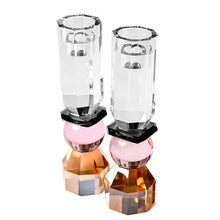 Cargar imagen en el visor de la galería, Modern Cut - Candelabros Altos Rosa y Ámbar (Juego de 2)
