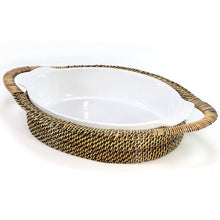 Cargar imagen en el visor de la galería, Canasta Ovalada Mediana con Fuente de Cerámica 2QT (1.89 L)