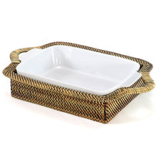 Cargar imagen en el visor de la galería, Canasta Rectangular Mediana con Fuente de Cerámica 2QT (1.89 L)