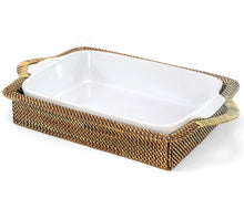 Cargar imagen en el visor de la galería, Canasta Rectangular Grande con Fuente de Cerámica 3QT (2.84 L)