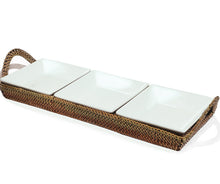 Cargar imagen en el visor de la galería, Bandeja Rectangular Seccional con 3 Platos de Porcelana