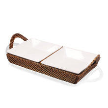 Cargar imagen en el visor de la galería, Bandeja Rectangular Seccional con 2 Platos de Porcelana