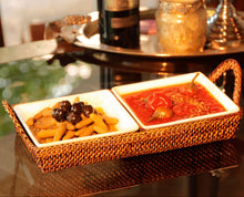 Cargar imagen en el visor de la galería, Bandeja Rectangular Seccional con 2 Platos de Porcelana