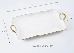 Golden Handles -  Bandeja Rectangular Grande con Asas Doradas