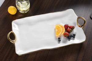 Golden Handles -  Bandeja Rectangular Grande con Asas Doradas