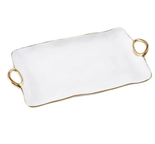 Golden Handles -  Bandeja Rectangular Grande con Asas Doradas