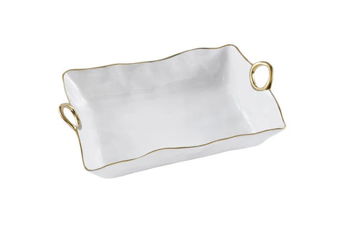 Golden Handles - Servidor Grande  Blanco y Dorado