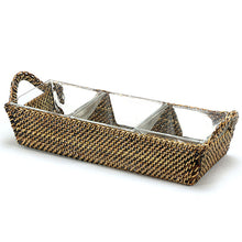 Cargar imagen en el visor de la galería, Bandeja Rectangular Seccional con 3 Platos Cuadrados de Vidrio 8 oz (237 ml)