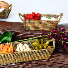 Cargar imagen en el visor de la galería, Bandeja Rectangular Seccional con 2 Platos Cuadrados de Vidrio 8 oz (237 ml)