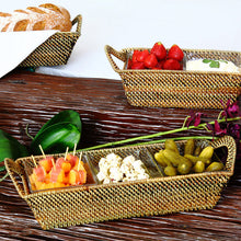 Cargar imagen en el visor de la galería, Bandeja Rectangular Seccional con 3 Platos Cuadrados de Vidrio 8 oz (237 ml)