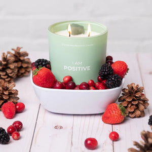 Positive - Vela en Presentación Cristal Berries & Fir Needles con Aventurine Verde