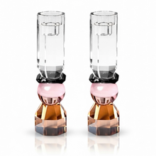 Cargar imagen en el visor de la galería, Modern Cut - Candelabros Altos Rosa y Ámbar (Juego de 2)
