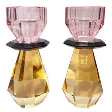 Cargar imagen en el visor de la galería, Modern Cut - Candelabro Rosa y Ámbar (Juego de 2)