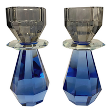Cargar imagen en el visor de la galería, Modern Cut - Candelabro Cobalto y Humo (Juego de 2)