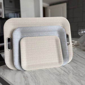 Brass Handles - Bandeja de Servir Grande Color Marfil