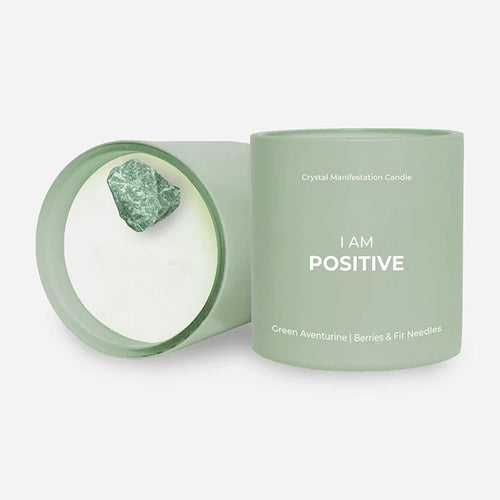 Positive - Vela en Presentación Cristal Berries & Fir Needles con Aventurine Verde