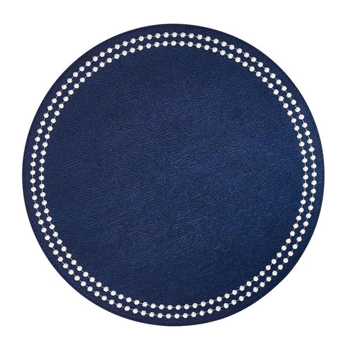 Pearls- Individual Azul  Navy/Blanco (Juego de 4 )