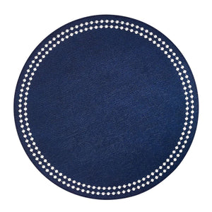 Pearls- Individual Azul  Navy/Blanco (Juego de 4 )