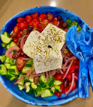 Cargar imagen en el visor de la galería, Mango Corto - Piezas de Servir Ensalada Remolino Azul