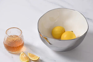 Thin And Simple - Bowl Grande Blanco y Plateado