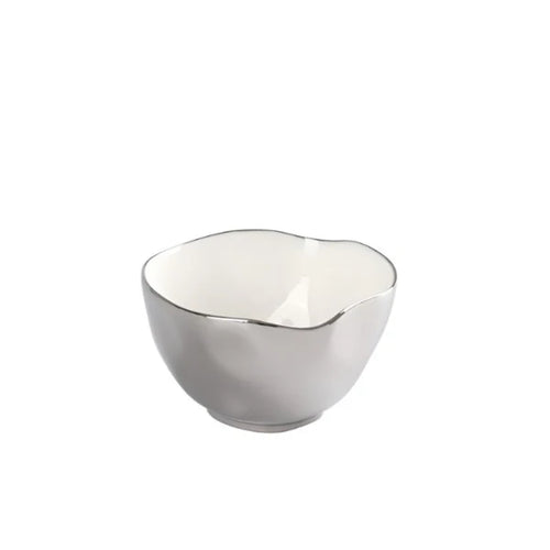 Thin and Simple - Bowl Pequeño Blanco y Plateado