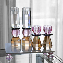 Cargar imagen en el visor de la galería, Modern Cut - Candelabros Altos Rosa y Ámbar (Juego de 2)