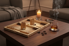 Cargar imagen en el visor de la galería, Backgammon Faux Leather Wood Natural - Lifestyle