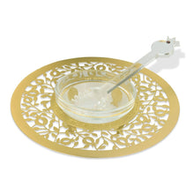 Cargar imagen en el visor de la galería, Pomegranates - Plato para Miel con Cuchara Shana Tova Dorado