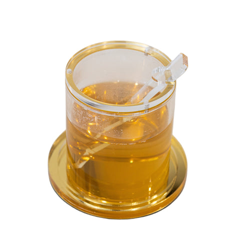 Honey Jar - Mielera Cilindrica Acrilica Dorada