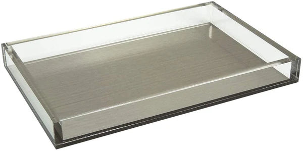 Lucite - Bandeja Rectángular de Acrílico Plateada