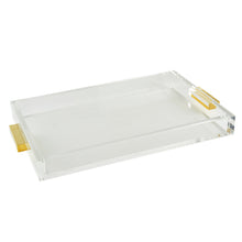 Cargar imagen en el visor de la galería, Lucite - Bandeja Rectangular Transparente con Asas Doradas 8"