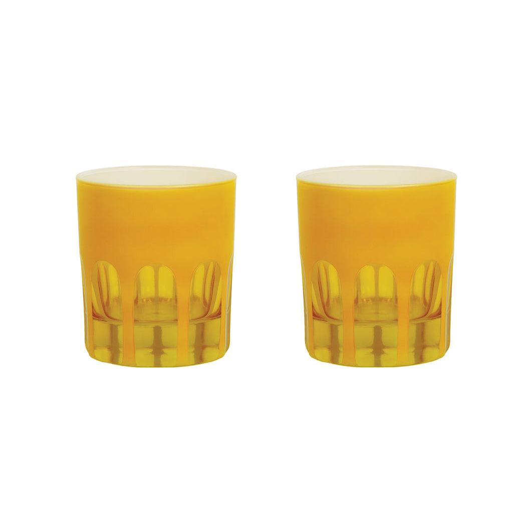 Rialto Glass - Vaso Corto Amarillo (Set de 2)