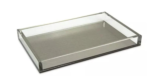 Lucite- Bandeja Rectángular de Acrílico Plateada