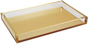 Lucite- Bandeja Rectangular  de Acrílico Dorada