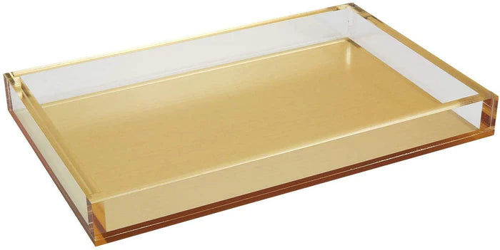 Lucite- Bandeja Rectangular  de Acrílico Dorada