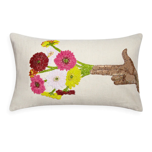 Cojin con cuentas de Flores y Mano