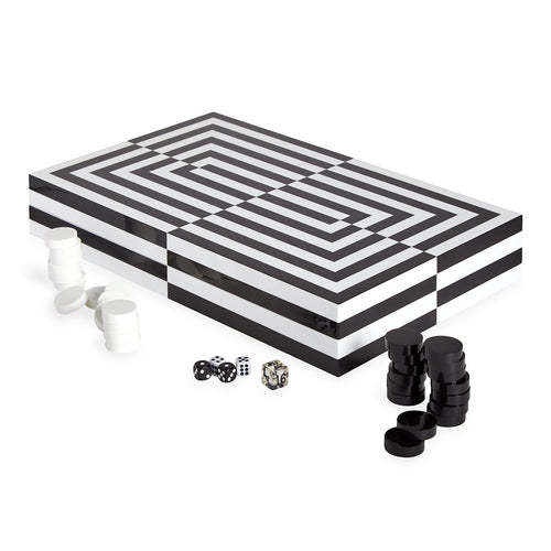 Lacquer Backgammon - Blanco/Negro